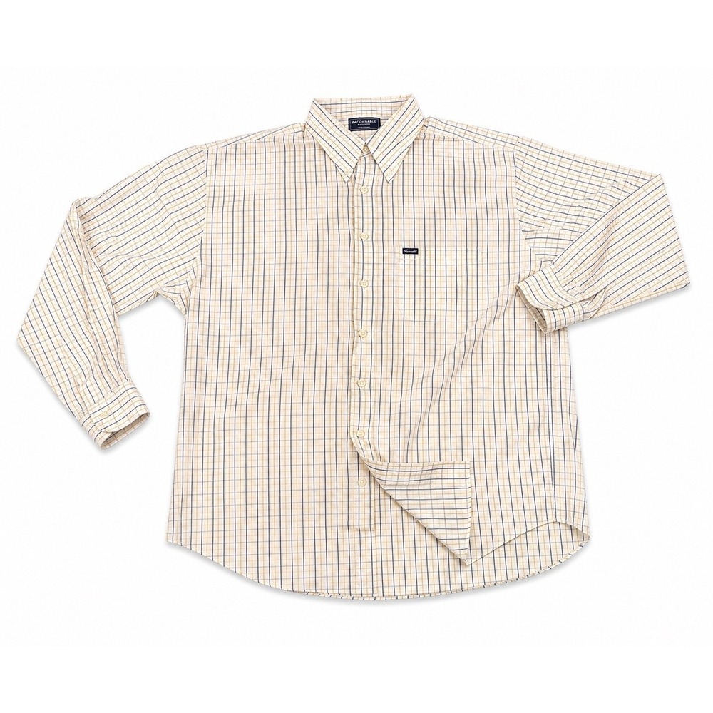 Faconnable Shirt Mens L Striped‎ Button Down Made USA 100% Cotton Preppy